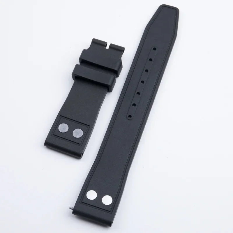 Universal Fluoro Rubber Watch Strap, 20mm 22mm, Universal Accessories for Tudor Black Bay GMT Pelagos Strap, Rivet Style, FKM Rubber Strap