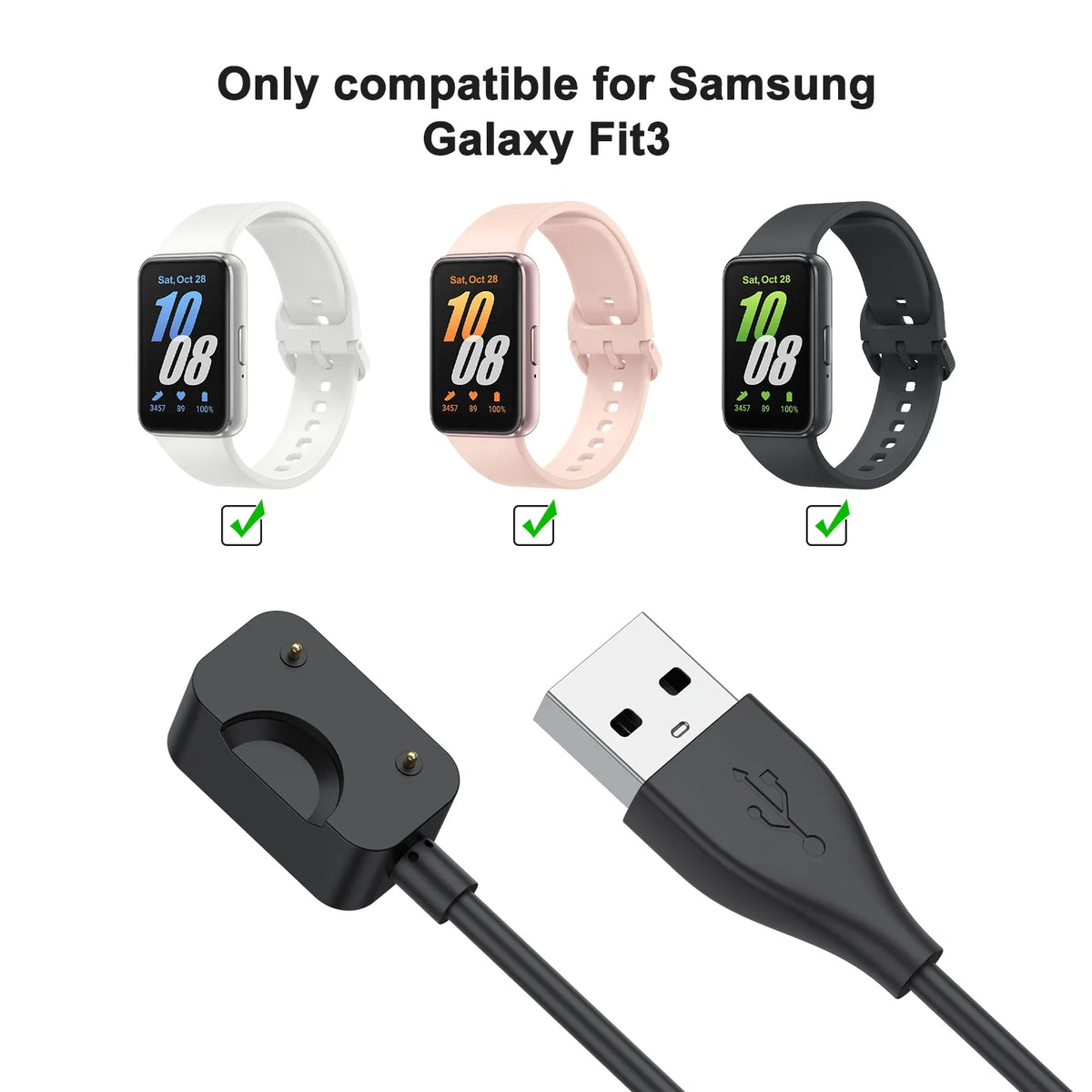 1-2 pièces 100cm USB Type C chargeur rapide magnétique pour Samsung Galaxy Fit 3 câble de chargement pour Samsung Galaxy Fit 3 adaptateur de montre