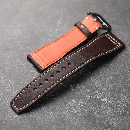 Cinturino in pelle di vacchetta con testa di pilota fatto a mano, braccialetto da uomo marrone nero 20 mm 22 mm 21 mm, cinturino per orologio in vera pelle stile vintage