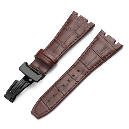 Soft Cowhide Leather Watch Strap for Audemars Piguet Royal Oak Offshore AP 15400 15703, Sweat Resistant, for Men and Women, Folding Buckle