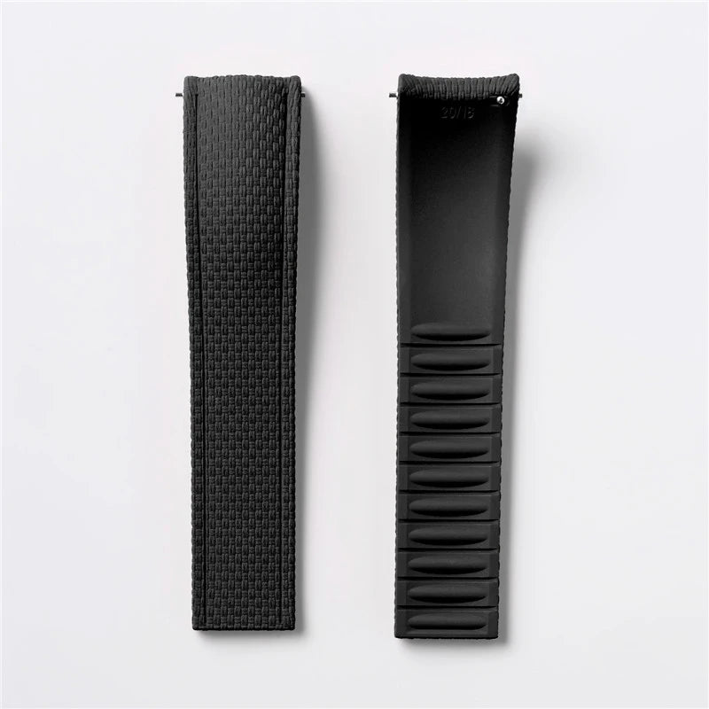 Bracelet de montre en caoutchouc fluoré FKM 18/19/20/21/22/24 mm avec boucle déployante universelle pour hommes, bracelet de remplacement CTS pour Seiko et Omega