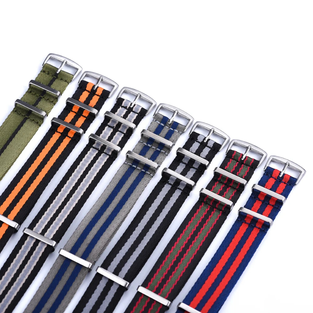 Bracelet de montre en Nylon de ceinture de sécurité de haute qualité 20mm 22mm Type universel troupes de sport Parachute pilote bracelets de montre en Nylon militaire