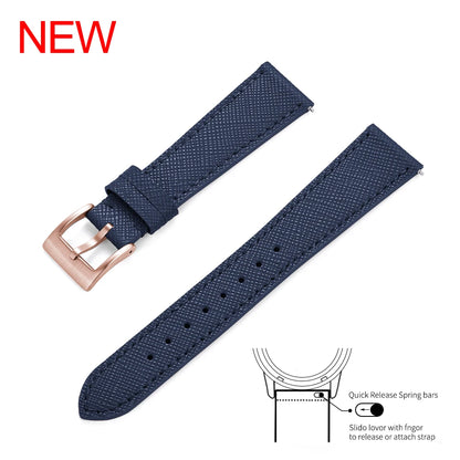 Bracelet de montre Durable en cuir cousu Vintage classique à dégagement rapide 18mm 19mm 20mm 21mm 22mm 23mm 24mm bracelet de montre en cuir Saffiano