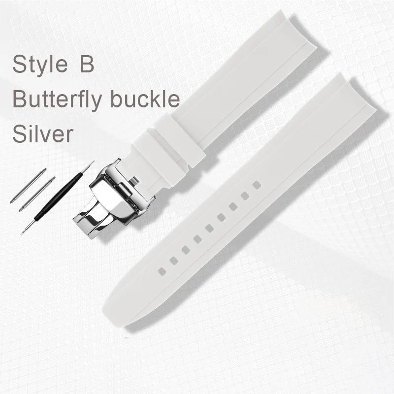 White rubber watch strap for Omega X Swatch, MoonSwatch, Constellation, waterproof, sport, watch band, curved end band, 20mm