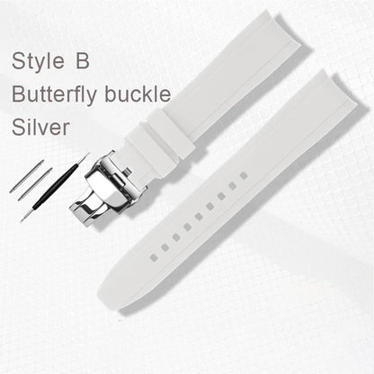 White rubber watch strap for Omega X Swatch, MoonSwatch, Constellation, waterproof, sport, watch band, curved end band, 20mm