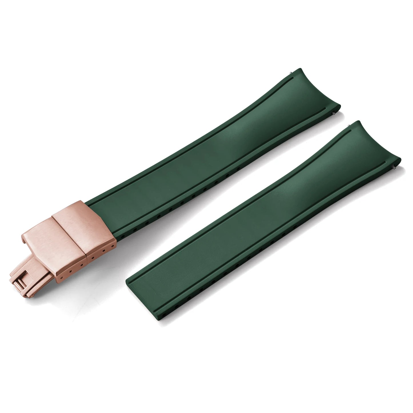 TONJETT for d-elug Curved FKM Rubber Watch Band 20mm 22mm Curved CTS Watch Strap Cut to Size Quick Release Butterfly Buckle