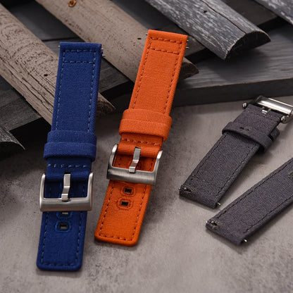 Universal Nylon Watch Strap, 20mm 22mm Quick Release Durable Retro Canvas Sport Belt for Omega Seiko Cartier