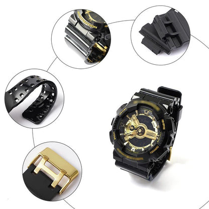 16mm Black Rubber Watch Strap for Casio G-SHOCK G-8900 GA-100 120 110GB
