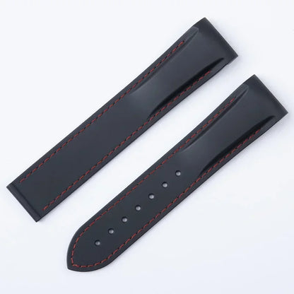 Bracelet de montre en caoutchouc FKM Fluororubber 19/20/21/22 mm à extrémités courbées pour Omega Strap 300 SEAMASTER 600 Planet Ocean Speedmaster