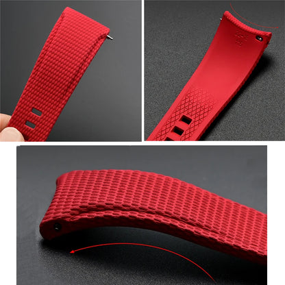 Bracelet de montre en caoutchouc fluoré 20 mm 21 mm 22 mm, extrémités courbées, attache rapide, universel pour homme, bracelet de montre FKM pour Omega, Rolex, Seiko