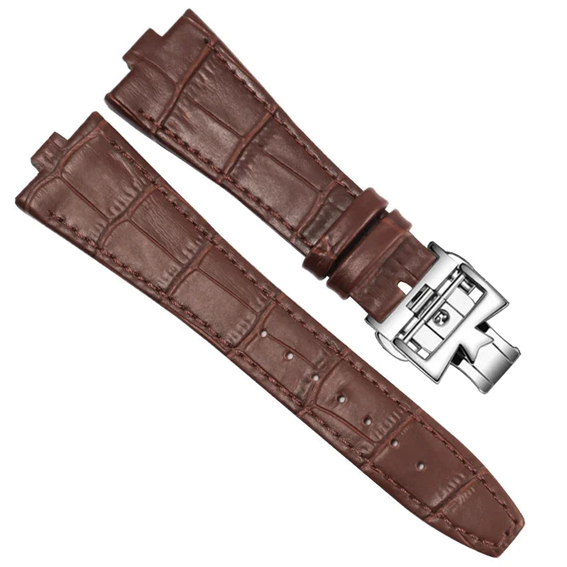 Echtleder-Uhrenarmband für Vacheron Constantin OVERSEAS, Serie 4500V 5500V P47040, Edelstahlstruktur, Herren-Uhrenarmband, 25x8
