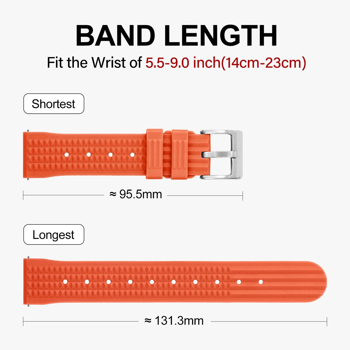 Bracelets universels en caoutchouc souple pour hommes, bracelet gaufré de qualité supérieure, étanche, pour montre de sport, 20mm 22mm