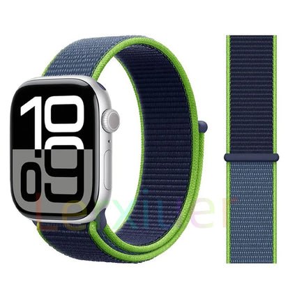 适用于 Apple Watch 46mm 44mm 45mm 40mm 41mm 42mm 的尼龙回环表带，适配 iWatch 系列 11 10 9 SE 8 7 6 5 4 Ultra 3 2 49mm