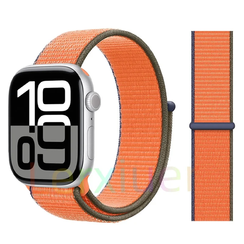 适用于 Apple Watch 46mm 44mm 45mm 40mm 41mm 42mm 的尼龙回环表带，适配 iWatch 系列 11 10 9 SE 8 7 6 5 4 Ultra 3 2 49mm