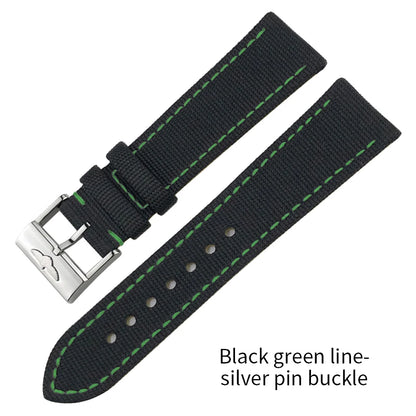 Bracelet de montre en cuir et nylon épais de qualité, 21mm 22mm, pour Breitling Avenger CHRONOMAT NAVITIMER SUPEROCEAN, bracelet de montre à fond jaune