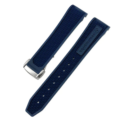 Soft Rubber and Silicone Watch Strap, 19mm 21mm 20mm 18mm, for Omega Speedmaster Seamaster 300 Sport Watch, Black and Blue Bracelets
