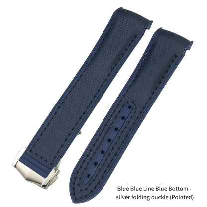 Nuovo cinturino per orologio bicolore adatto per Omega Planet Ocean Seamaster in gomma silicone nylon pelle cinturino per orologio 19mm 20mm 21mm 22mm