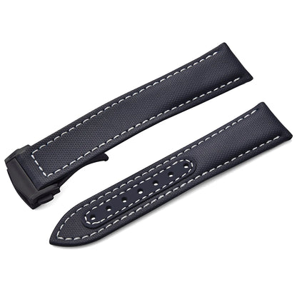 Bracelet de montre en Nylon en tissu voile, 20mm 22mm, en cuir, pour Omega Seamaster Swatch, boucle pliante, Bracelet universel