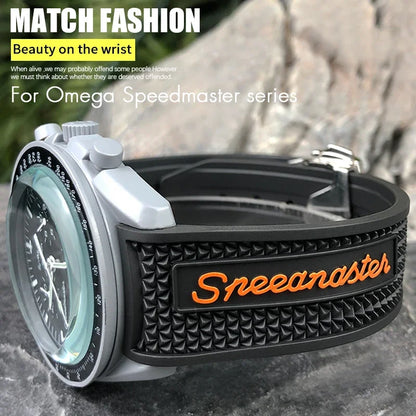 Bracelet de montre souple en caoutchouc et Silicone, 19mm 21mm 20mm, adapté à Omega Speedmaster 326, Seamaster 300, outils de Sport noirs