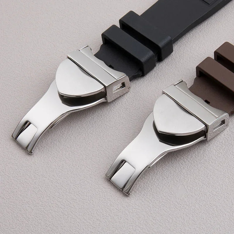 Universal Fluoro Rubber Watch Strap, 20mm 22mm, Universal Accessories for Tudor Black Bay GMT Pelagos Strap, Rivet Style, FKM Rubber Strap