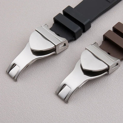Universal Fluoro Rubber Watch Strap, 20mm 22mm, Universal Accessories for Tudor Black Bay GMT Pelagos Strap, Rivet Style, FKM Rubber Strap