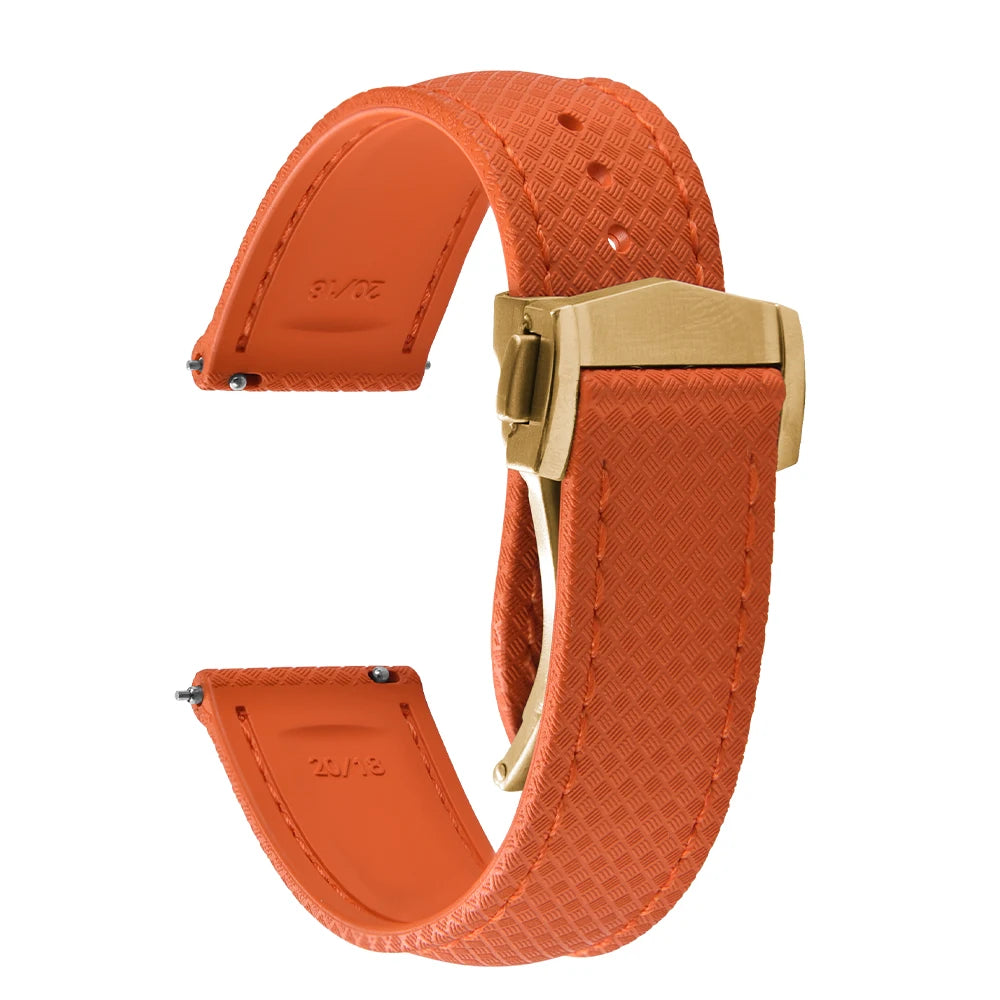 FKM Waterproof Rubber Watch Band Quick Release Deployment Clasp Straps 20mm 22mm Universal Watch Bracelet