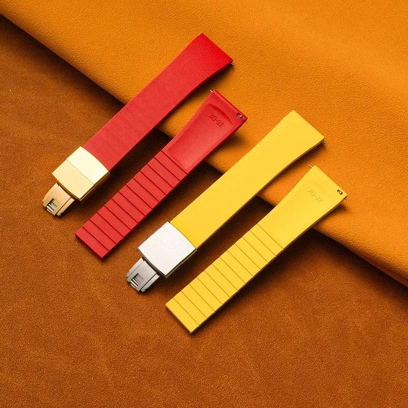 Nuovo design CTS Cinturino per orologio in gomma fluorocarbonica da 18 mm, 20 mm, 22 mm, 21 mm con fibbia a farfalla a sgancio rapido, cinturino in FKM da tagliare su misura