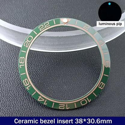 38mm x 30.6mm Sloped Ceramic Bezel GMT and Diving Watch Insert for 40mm Men's Watch Replacement Watch Bezel Inserts
