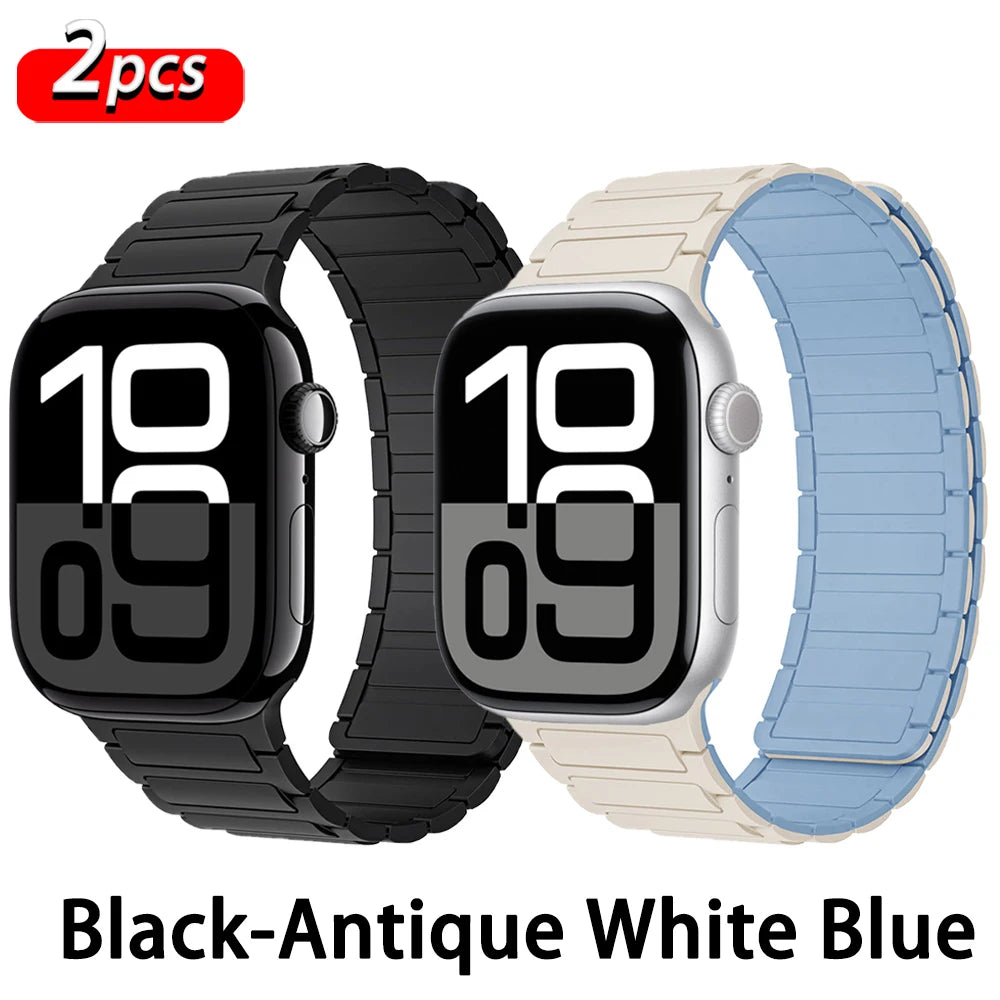 Correa con hebilla magnética para relojes Apple de 46 mm, 44 mm, 40 mm, 45 mm, 41 mm, 42 mm, correa de silicona para iWatch serie 11, 10, 9, 8, 7, 6, SE, Ultra 3