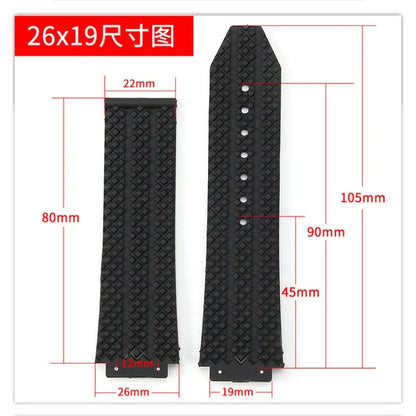 Replacement watch strap for Hublot Big Bang Classic Fusion Bracelet 24*17mm 26*19mm Soft Silicone Rubber Watch Strap