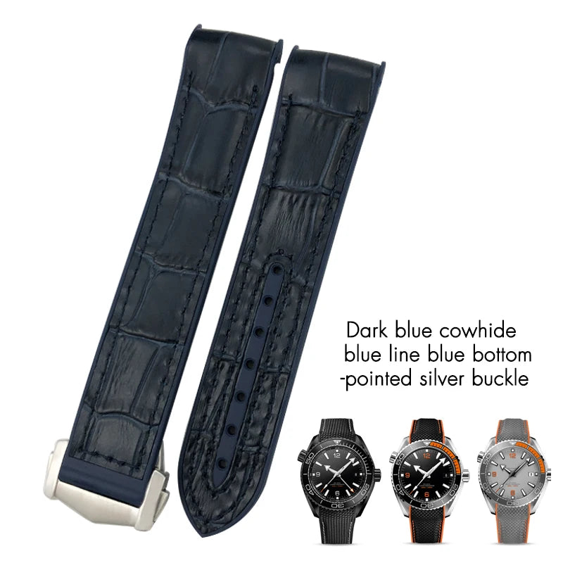Bracelet de montre en caoutchouc et Nylon, 19mm 20mm 21mm 22mm, adapté à Omega Seamaster Diver 300 Planet Ocean 600M Seiko Orange