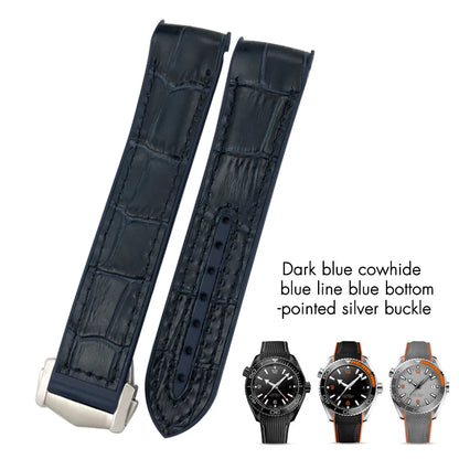 Bracelet de montre en caoutchouc et Nylon, 19mm 20mm 21mm 22mm, adapté à Omega Seamaster Diver 300 Planet Ocean 600M Seiko Orange
