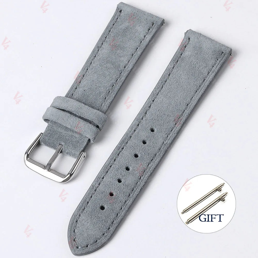 18mm 19mm 20mm 22mm Vintage daim peau de vache Bracelet de montre à la main Bracelet de montre gris marron vert Bracelet à dégagement rapide pour hommes femmes