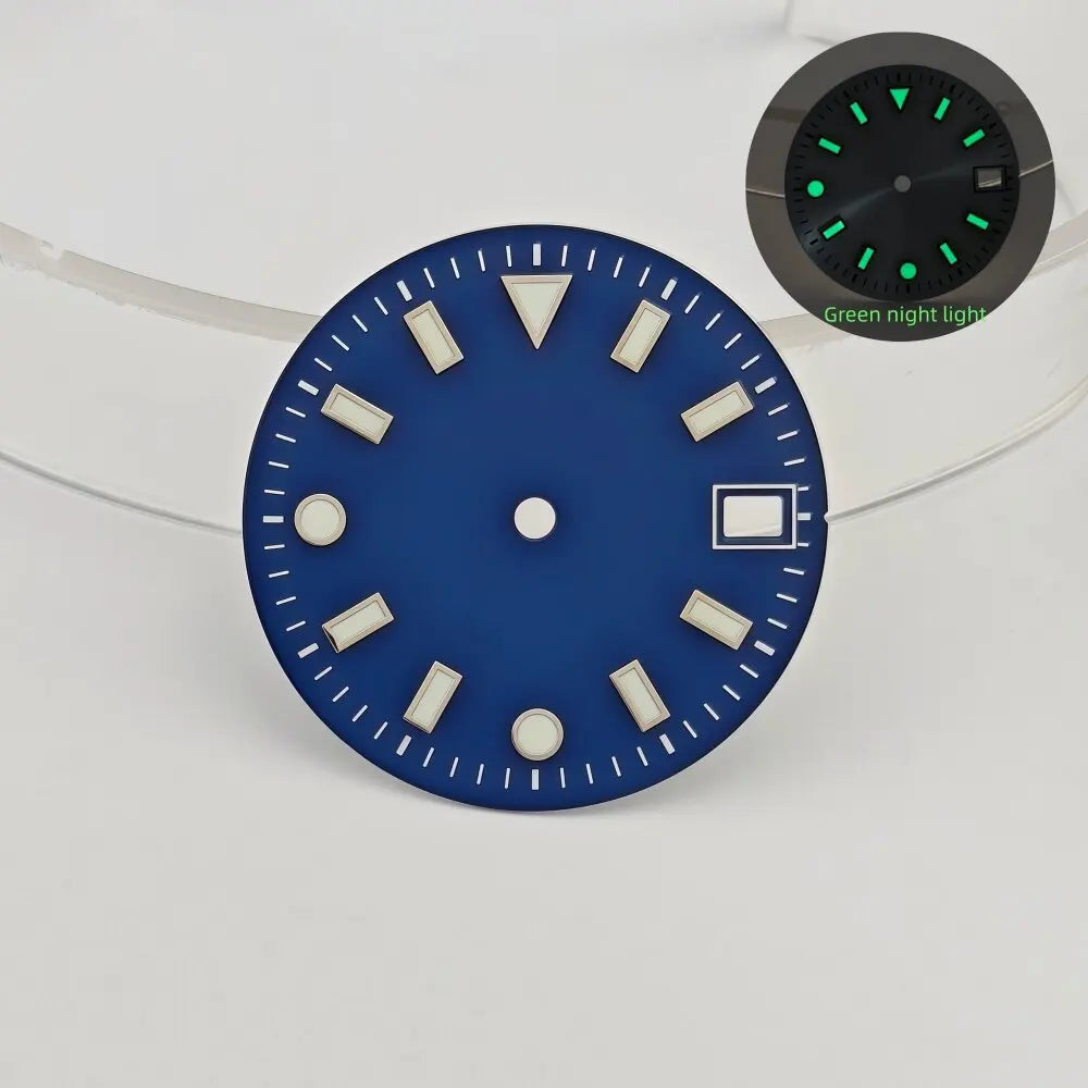 28.5mm watch dials for NH35/NH36 movements with green luminous dials for watch replacement parts no logo