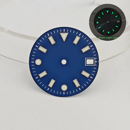 28.5mm watch dials for NH35/NH36 movements with green luminous dials for watch replacement parts no logo