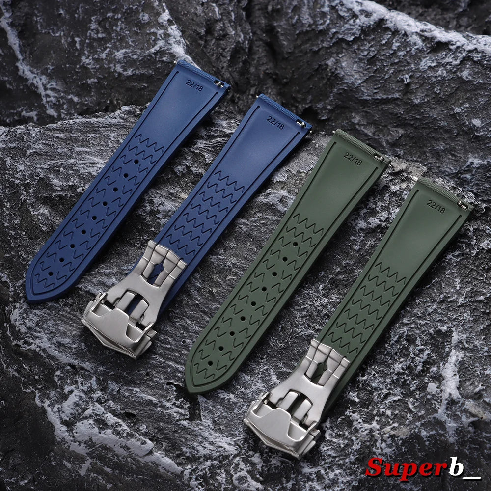 Bracelet universel à dégagement rapide 20mm 21mm 22mm, bracelet de montre étanche en caoutchouc FKM pour Omega, Rolex, Seiko