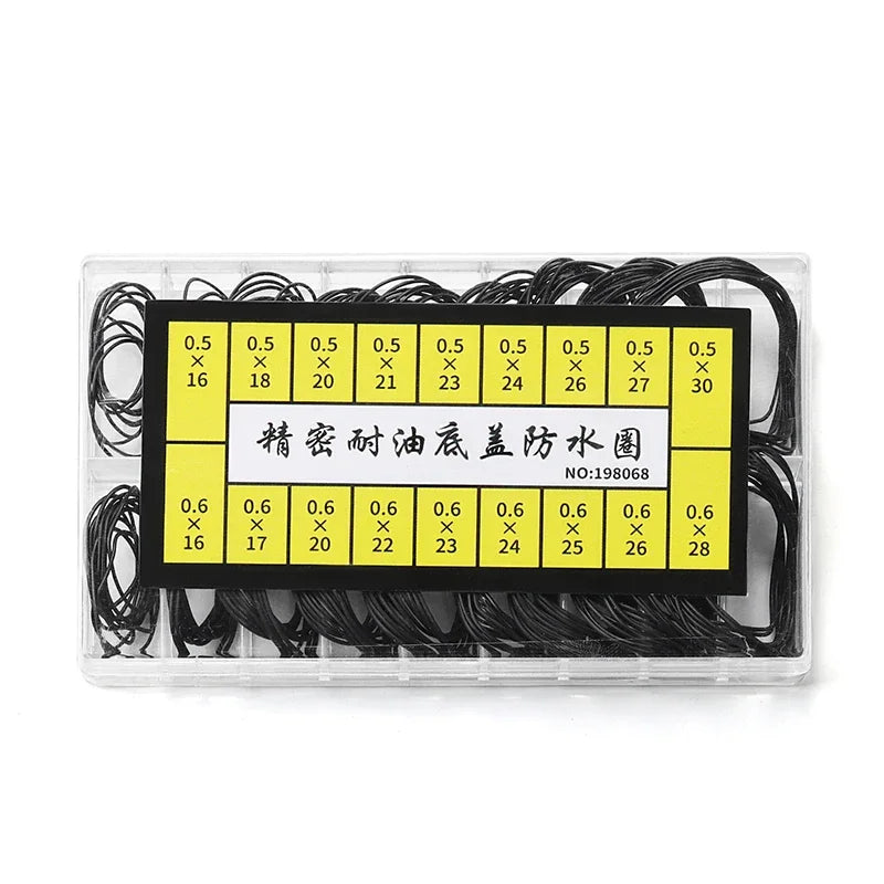 1 boîte d'outils de réparation de montre joint torique en caoutchouc étanche joint torique pour horloger épaisseur 0.5mm/0.6mm boîtier arrière de montre