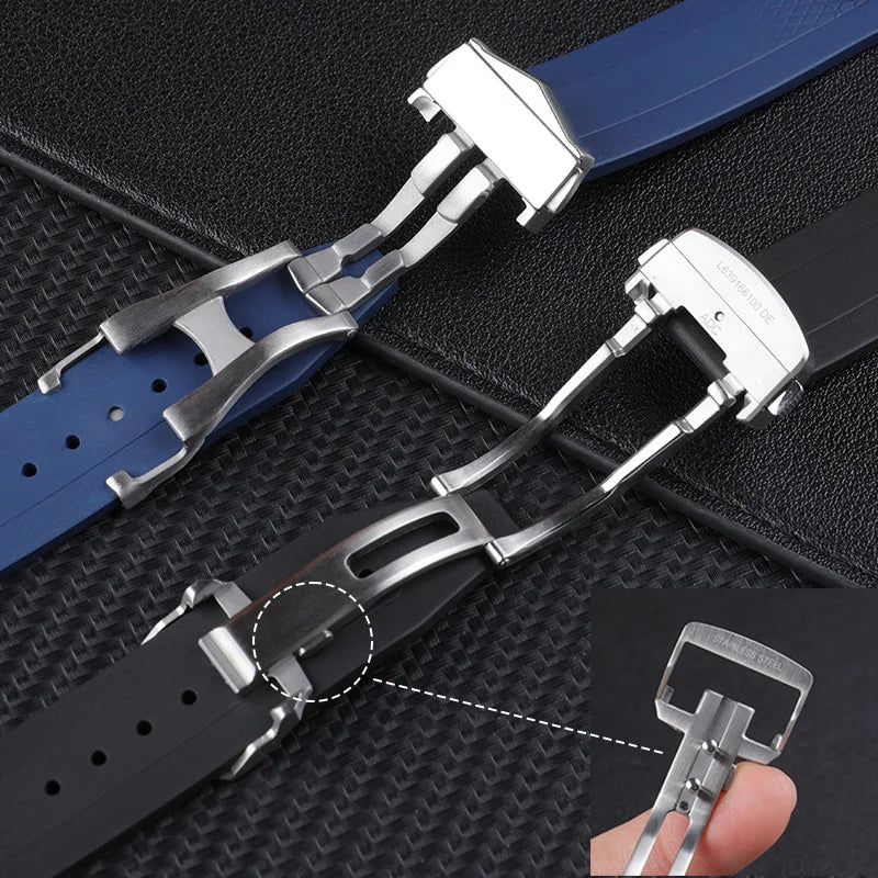 Soft Convex FKM Fluoro Rubber Watch Strap for Longines HydroConquest GMT V.H.P. 21mm 22mm Strap for 41/42mm Dial