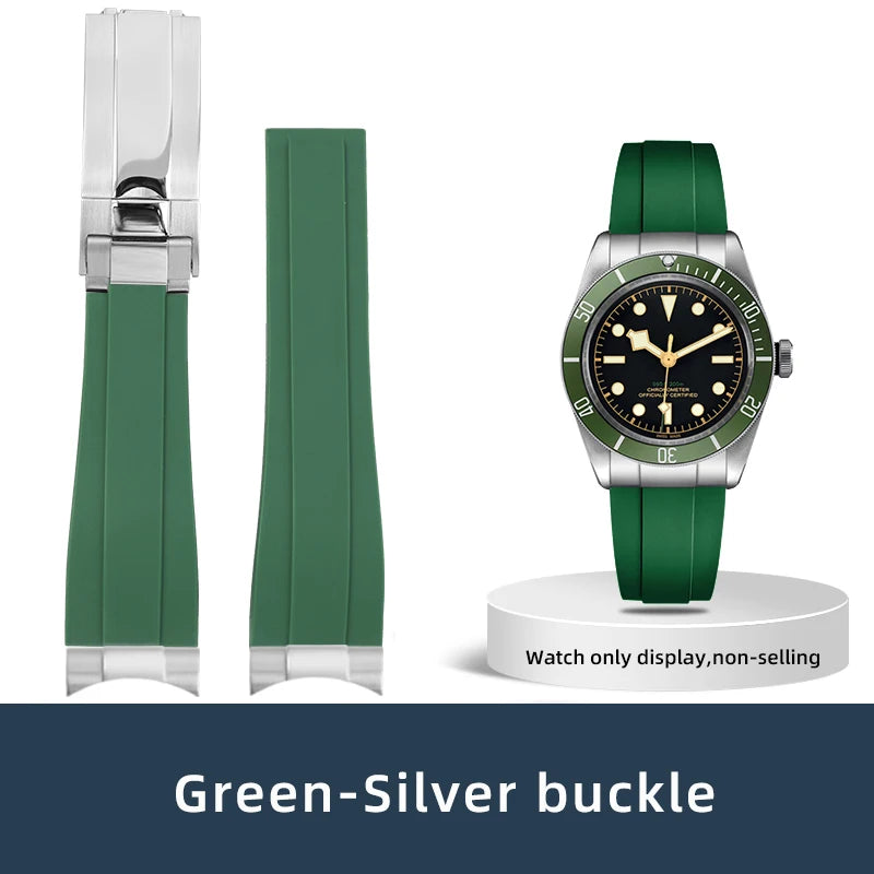 Lien d'extrémité incurvée 20/21/22mm adapté au bracelet TUDOR M79360 M79363, accessoires de bracelet de montre en caoutchouc avec connexion en acier inoxydable