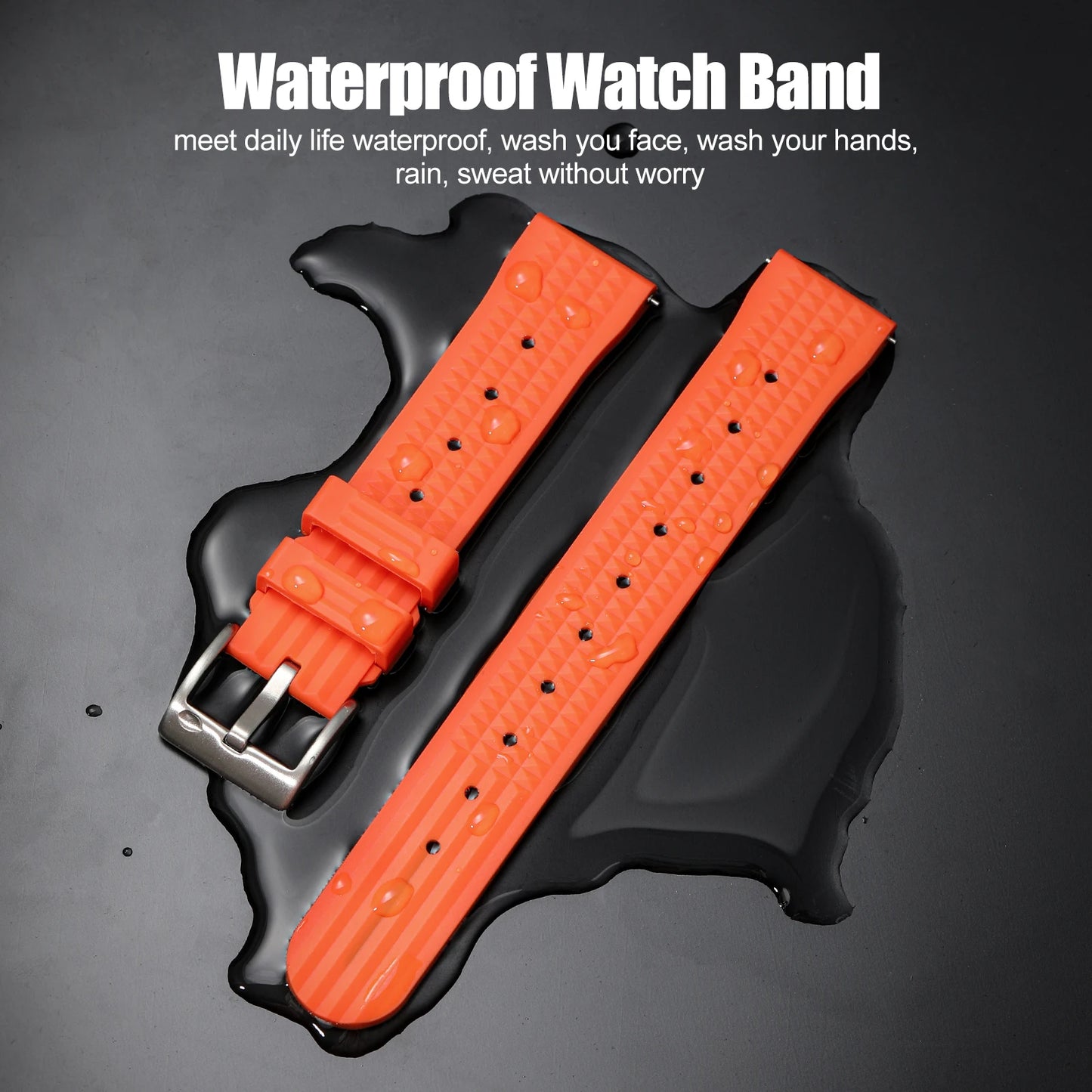 Bracelets universels en caoutchouc souple pour hommes, bracelet gaufré de qualité supérieure, étanche, pour montre de sport, 20mm 22mm