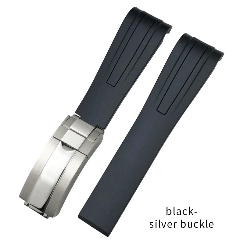 Uhrenarmband aus Kautschuk und Silikon, gebogenes Ende, 18mm 19mm 20mm 21mm 22mm, für Submariner DayRequiRolex Gstuff IWC Pilot, Uhrenarmband-Zubehör