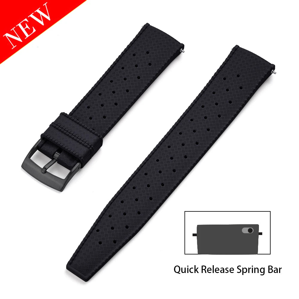 Premium FKM Rubber Watch Band Quick Release 18mm 20mm 22mm 24mm Rubber Watch Strap Smart Watch Bracelet