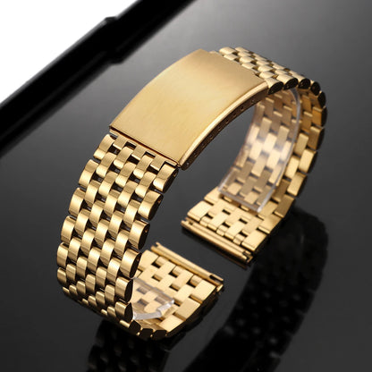 Bracelet de montre en acier inoxydable 20 mm 22 mm pour Omega pour Seiko, bracelet métallique à extrémités plates, bracelet de remplacement pour affaires, accessoires de montre