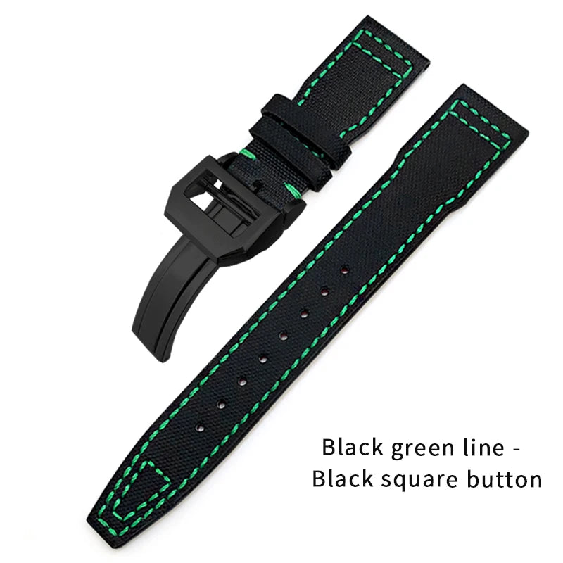 Bracelet de montre en cuir de Nylon 20mm 21mm 22mm pour montres IWC Big Pilot PORTOFINO IW3777 bracelet de montre en cuir de vache bleu vert noir rouge