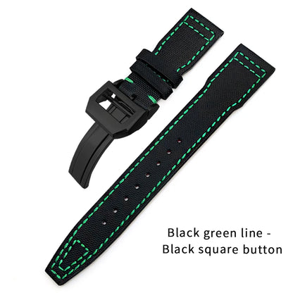 Bracelet de montre en cuir de Nylon 20mm 21mm 22mm pour montres IWC Big Pilot PORTOFINO IW3777 bracelet de montre en cuir de vache bleu vert noir rouge