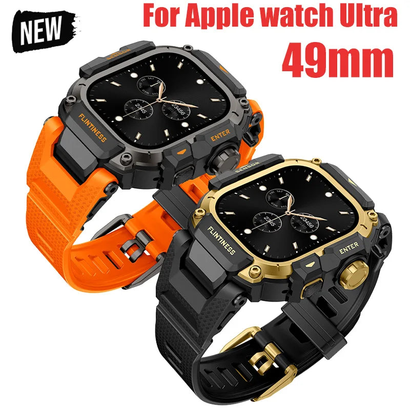 Kit de modification de luxe pour Apple Watch Ultra 3 49mm, bracelet en TPU, boîtier en acier inoxydable pour IWatch Ultra 2 1 49mm, Correa Refit Mod