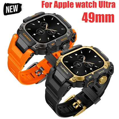 Kit de modification de luxe pour Apple Watch Ultra 3 49mm, bracelet en TPU, boîtier en acier inoxydable pour IWatch Ultra 2 1 49mm, Correa Refit Mod