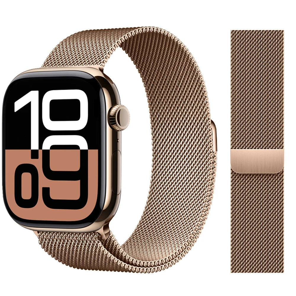 Apple Watch 米兰尼斯表带，46mm 44mm 45mm 40mm 42mm 41mm，适配 iWatch 系列 11 10 9 8 SE 7 6 Ultra 3 2