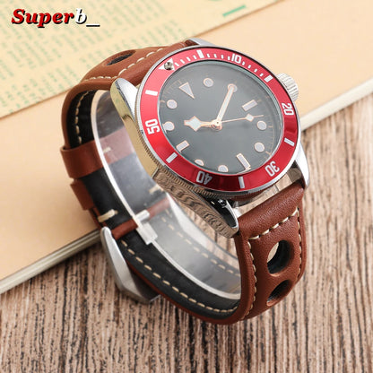 Bracelets de montre en cuir véritable 20mm 22mm 24mm 26mm, noir, bleu, marron, vintage, pour femmes et hommes