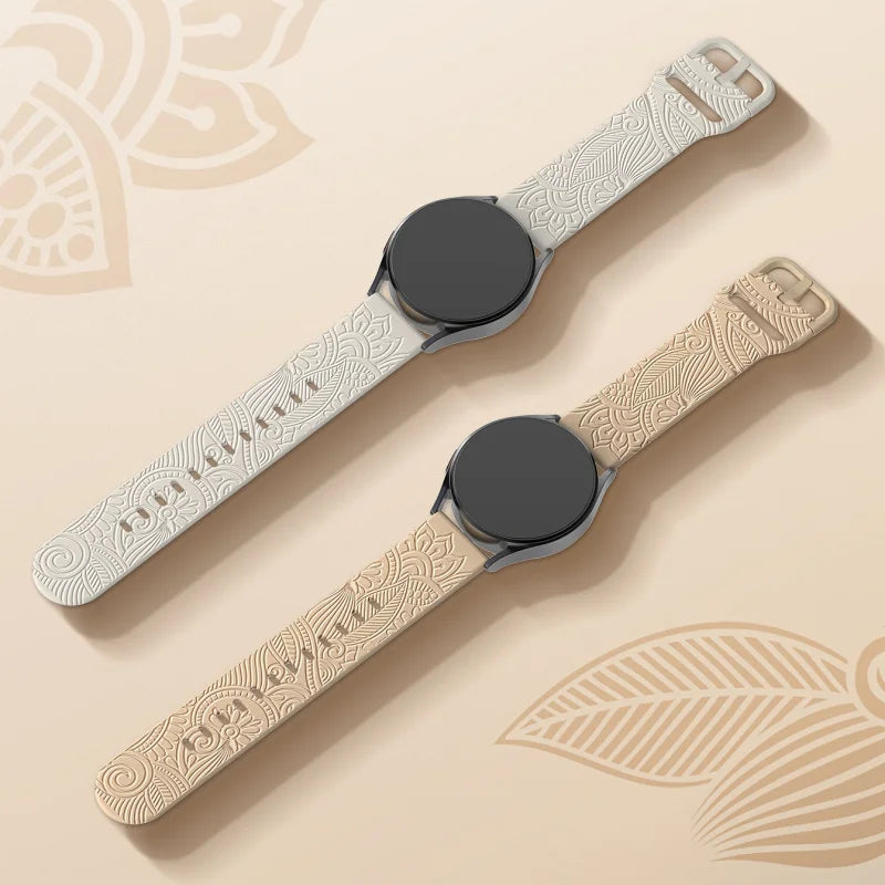 Graviertes Armband 18/20/22mm für Samsung Galaxy Watch 7/6/5/4/FE (40/44mm) Gear S3, klassisches Silikonarmband 43/45mm Active 2